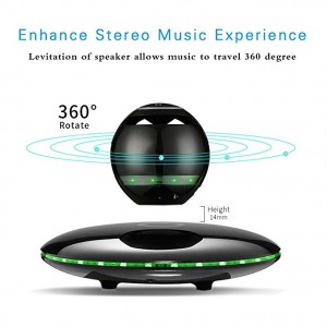 Magnetic Levitating Speaker Bluetooth 4.0 LED Flash Wireless Floating Speakers with Microphone and Touch Buttons (Black) 